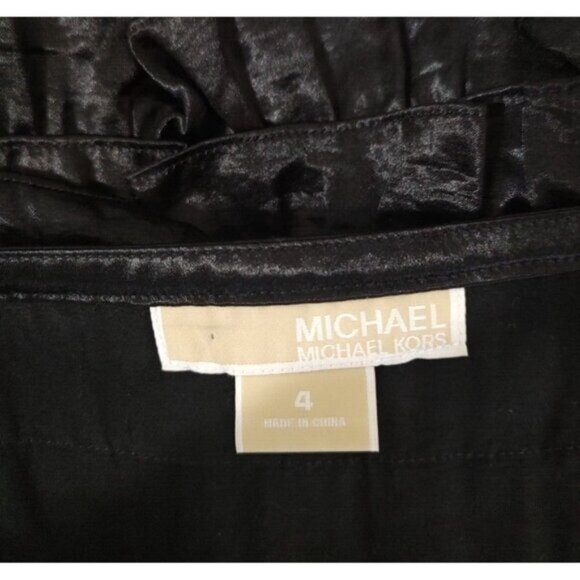 Michael Kors Skirt 4 Black Tiered Ruffled Satin Cocktail - Picture 5 of 5